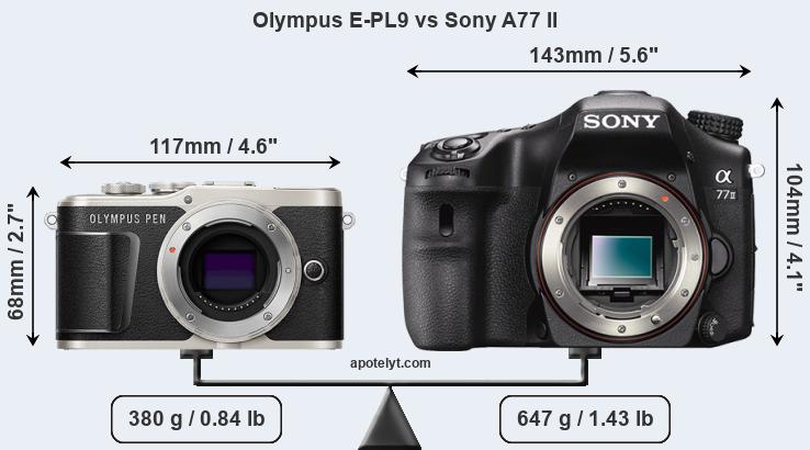 Size Olympus E-PL9 vs Sony A77 II