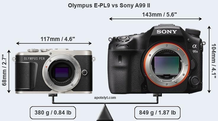 Size Olympus E-PL9 vs Sony A99 II