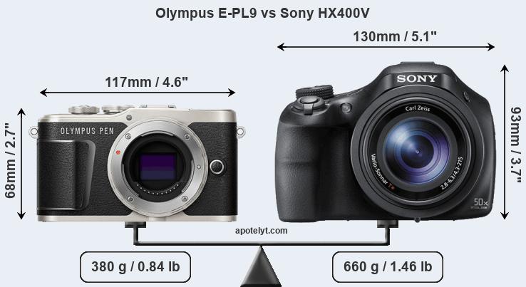 Size Olympus E-PL9 vs Sony HX400V
