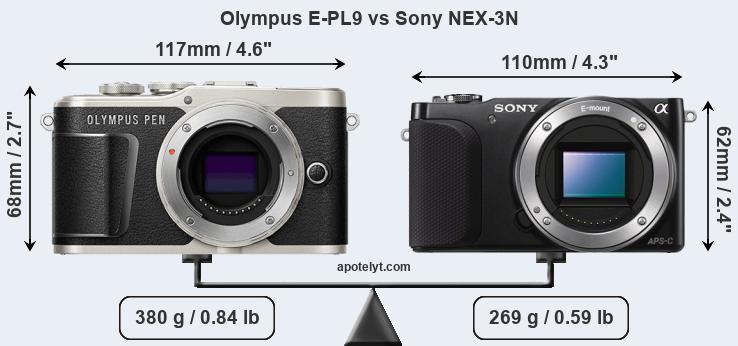 Size Olympus E-PL9 vs Sony NEX-3N