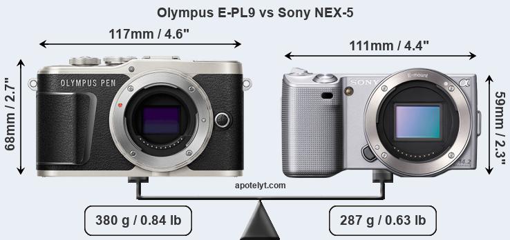 Size Olympus E-PL9 vs Sony NEX-5