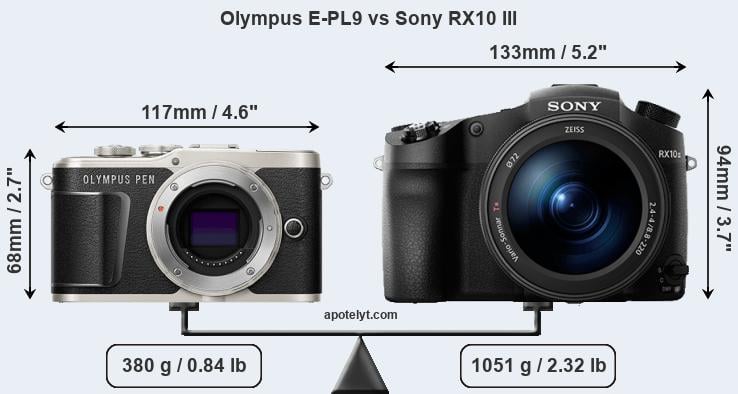 Size Olympus E-PL9 vs Sony RX10 III