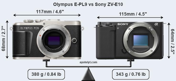 Size Olympus E-PL9 vs Sony ZV-E10