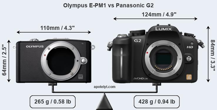 Size Olympus E-PM1 vs Panasonic G2
