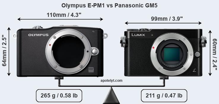 Size Olympus E-PM1 vs Panasonic GM5
