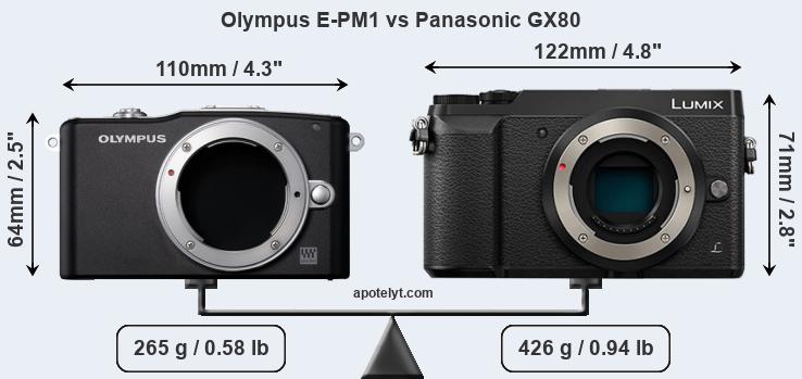 Size Olympus E-PM1 vs Panasonic GX80