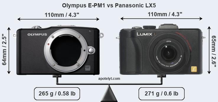 Size Olympus E-PM1 vs Panasonic LX5