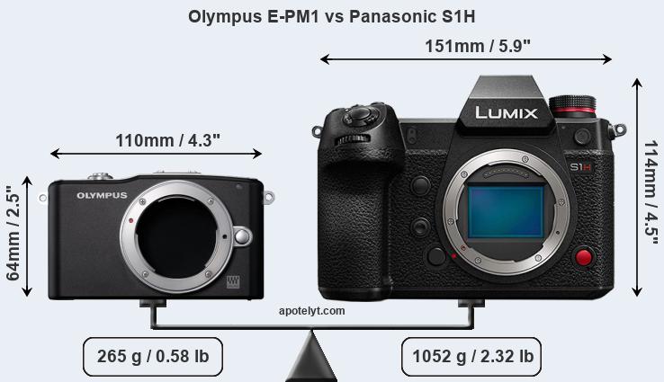 Size Olympus E-PM1 vs Panasonic S1H