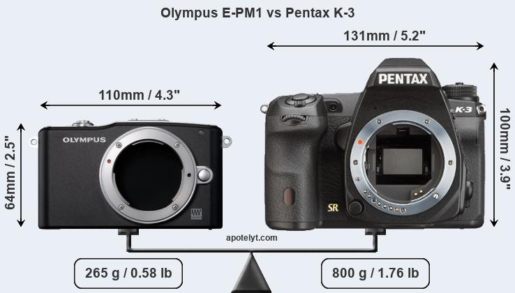Size Olympus E-PM1 vs Pentax K-3