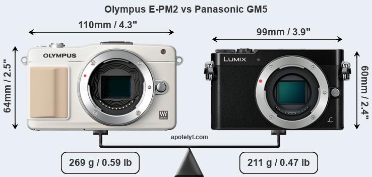 Size Olympus E-PM2 vs Panasonic GM5