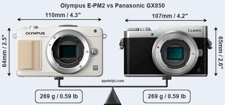 Size Olympus E-PM2 vs Panasonic GX850