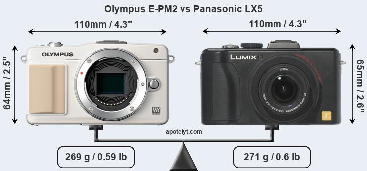 Size Olympus E-PM2 vs Panasonic LX5