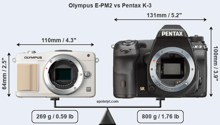 Size Olympus E-PM2 vs Pentax K-3