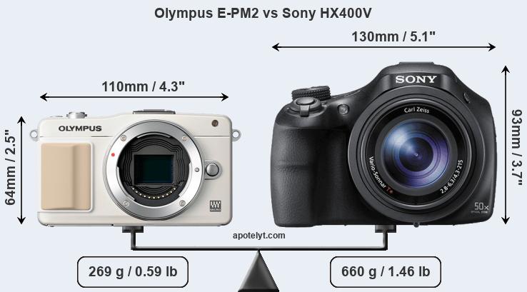 Size Olympus E-PM2 vs Sony HX400V