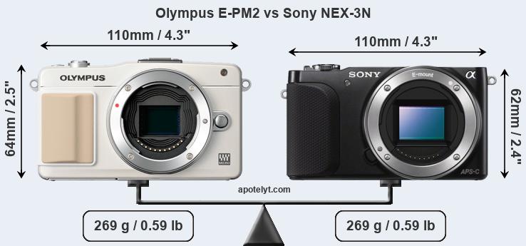 Size Olympus E-PM2 vs Sony NEX-3N
