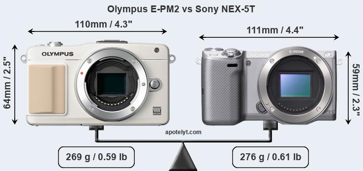 Size Olympus E-PM2 vs Sony NEX-5T