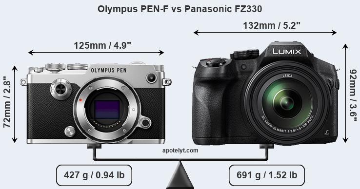 Size Olympus PEN-F vs Panasonic FZ330