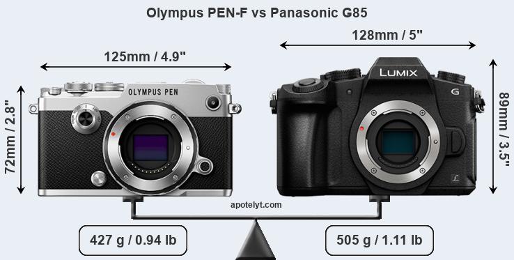 Size Olympus PEN-F vs Panasonic G85