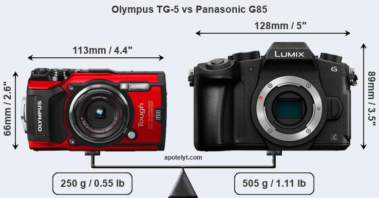 Size Olympus TG-5 vs Panasonic G85