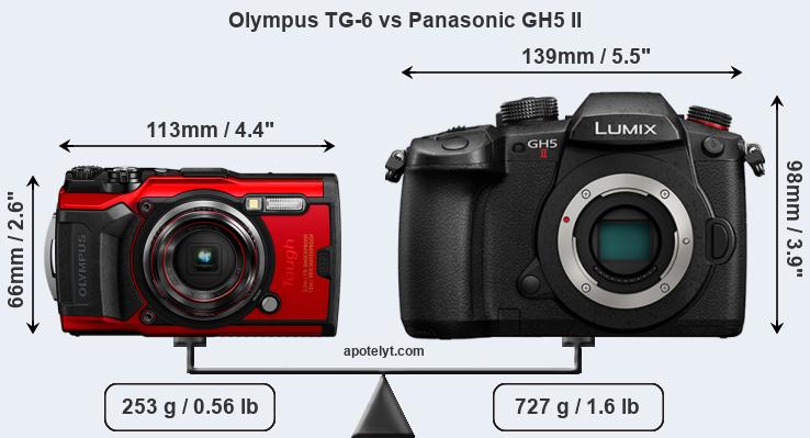 Size Olympus TG-6 vs Panasonic GH5 II