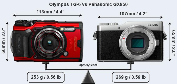 Size Olympus TG-6 vs Panasonic GX850