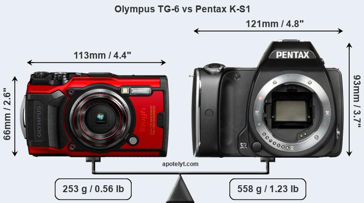 Size Olympus TG-6 vs Pentax K-S1