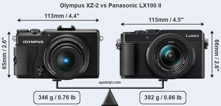Size Olympus XZ-2 vs Panasonic LX100 II