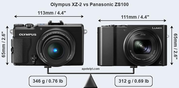 Size Olympus XZ-2 vs Panasonic ZS100