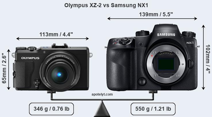 Size Olympus XZ-2 vs Samsung NX1
