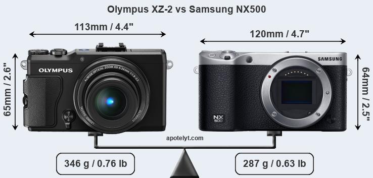 Size Olympus XZ-2 vs Samsung NX500