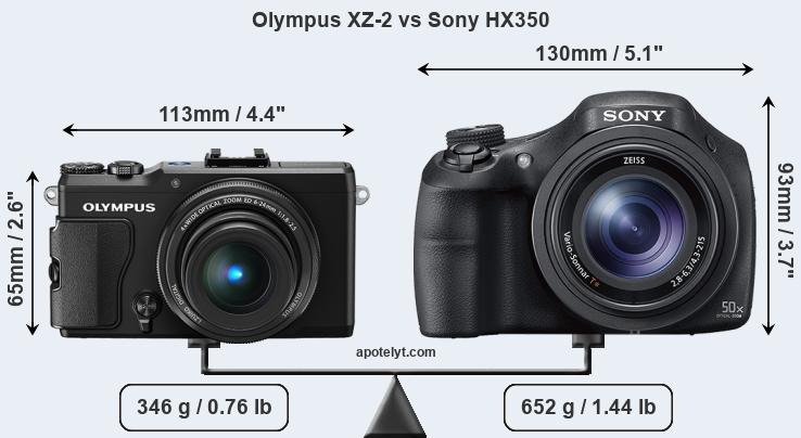 Size Olympus XZ-2 vs Sony HX350