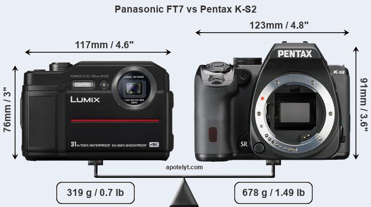 Size Panasonic FT7 vs Pentax K-S2