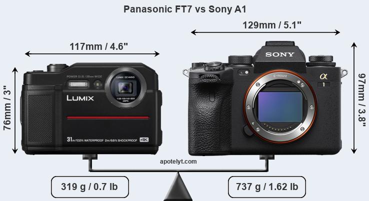 Size Panasonic FT7 vs Sony A1