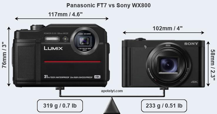 Size Panasonic FT7 vs Sony WX800