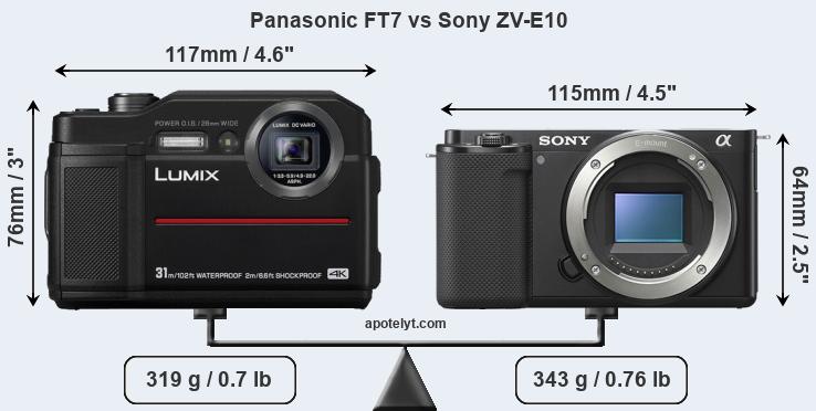 Size Panasonic FT7 vs Sony ZV-E10