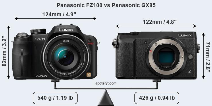 Size Panasonic FZ100 vs Panasonic GX85