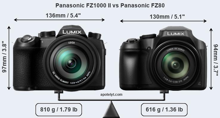 Size Panasonic FZ1000 II vs Panasonic FZ80