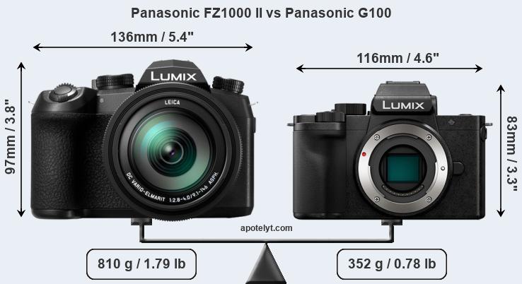 Size Panasonic FZ1000 II vs Panasonic G100