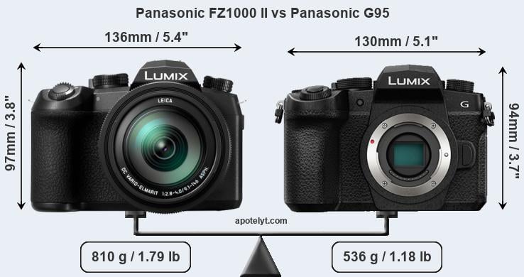 Size Panasonic FZ1000 II vs Panasonic G95