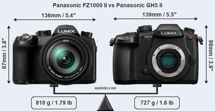 Size Panasonic FZ1000 II vs Panasonic GH5 II
