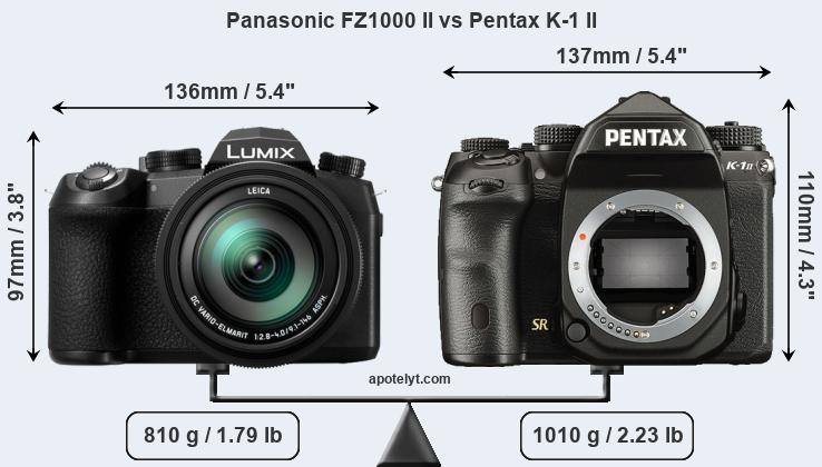Size Panasonic FZ1000 II vs Pentax K-1 II