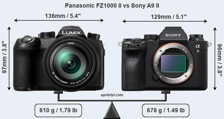 Size Panasonic FZ1000 II vs Sony A9 II
