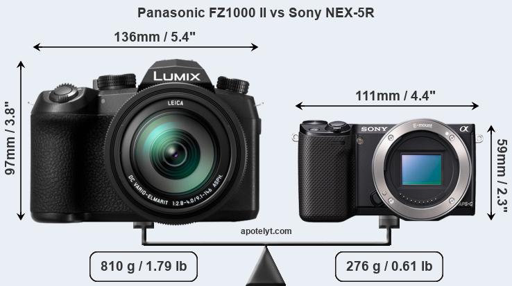 Size Panasonic FZ1000 II vs Sony NEX-5R