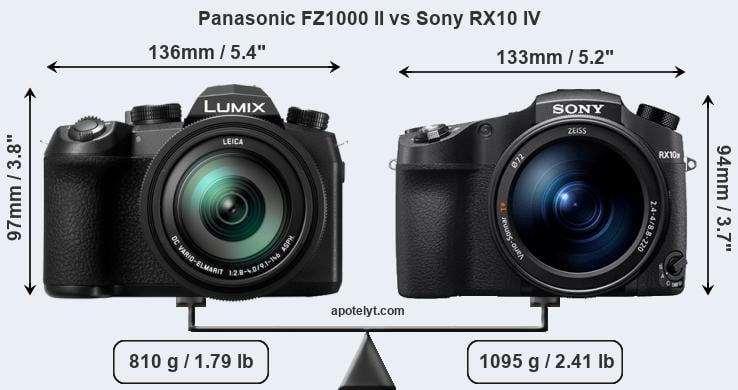 Size Panasonic FZ1000 II vs Sony RX10 IV