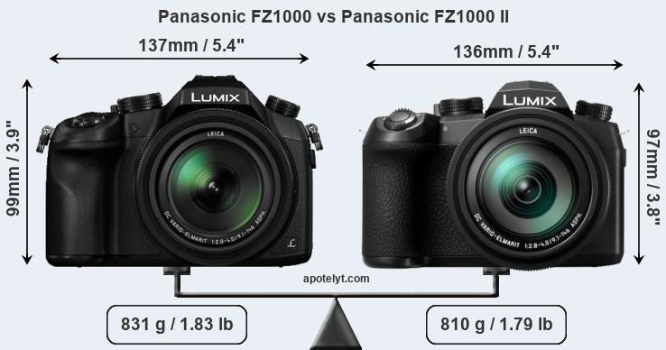 Size Panasonic FZ1000 vs Panasonic FZ1000 II
