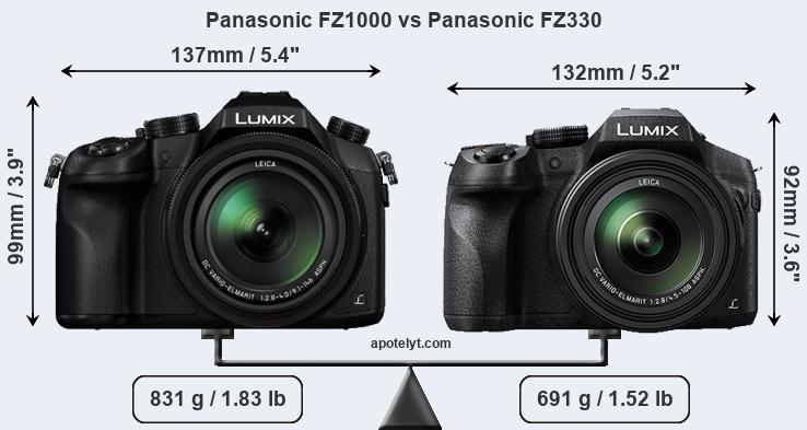 Size Panasonic FZ1000 vs Panasonic FZ330