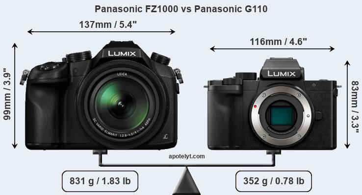 Size Panasonic FZ1000 vs Panasonic G110