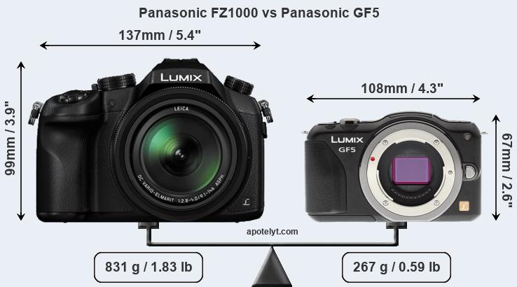 Size Panasonic FZ1000 vs Panasonic GF5