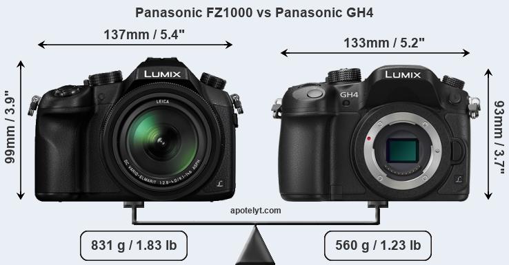 Size Panasonic FZ1000 vs Panasonic GH4