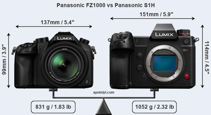 Size Panasonic FZ1000 vs Panasonic S1H